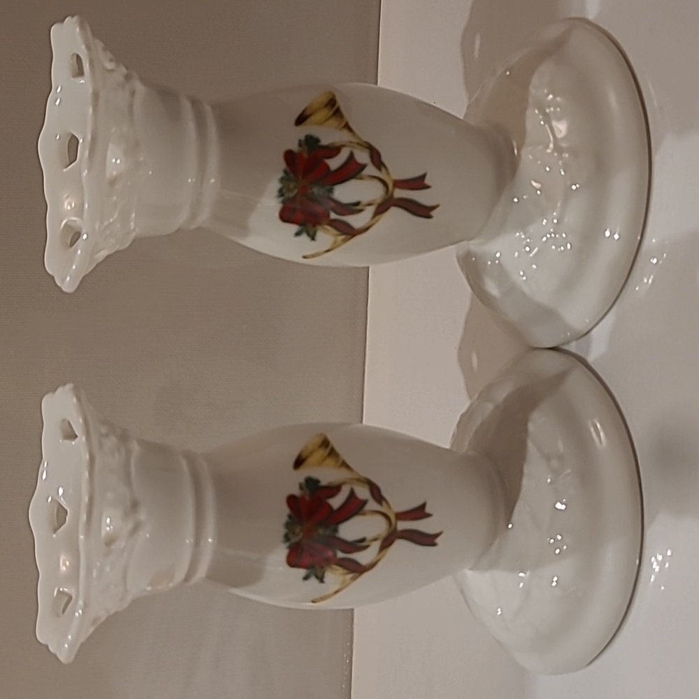 Mikasa holiday lace candle holders set of 2